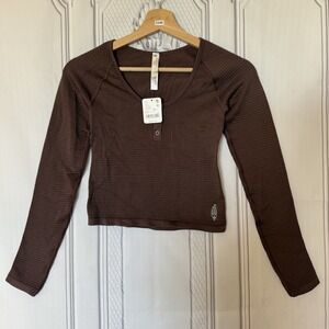FREE PEOPLE FP Movement Women's Bail Out Long Sleeve Layer Brown XS/S $68 NWT